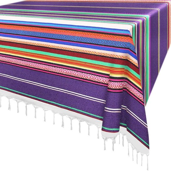 84 x 59 Inch Bay Window Blanket - Mexican Serape Tablecloth, Bed Blanket, Tapest - Picture 1 of 6